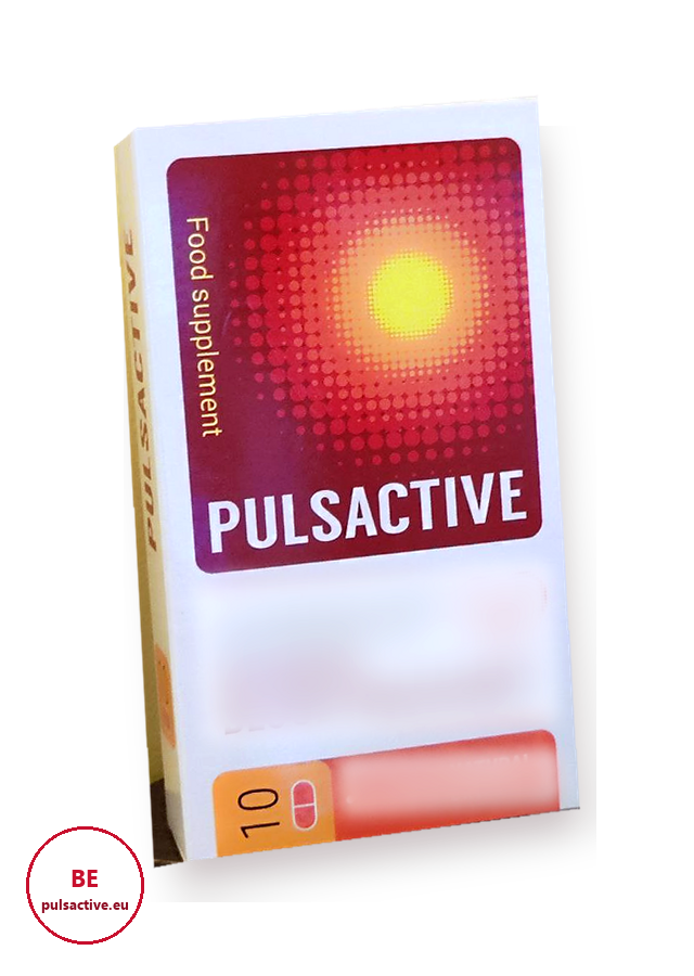 Pulsactive – boîte rouge et blanche de 10 gélules, complément alimentaire (la phrase du fabricant sur la face avant est floutée)